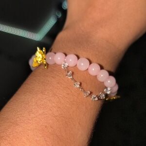 Elegant Colored Geniune Quartz Beaded Charm Bracelet